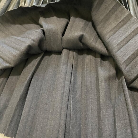 Anthropologie Maeve Faux-Leather Pleated Midi Skirt 6 Black Vamp Whimsgoth Rave - Picture 15 of 16